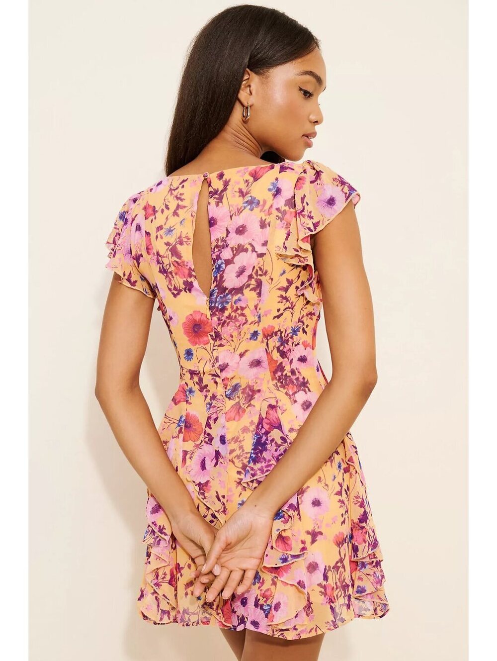 BHLDN SLEEVELESS RUFFLED CHIFFON MINI DRESS - Picture 2 of 8